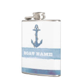 Name des Schiffes, Anker, Seile, Blaue Streifen Flachmann (Links)