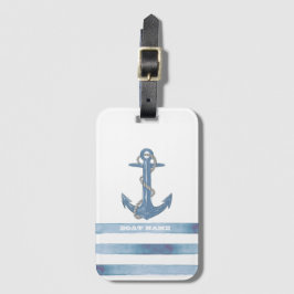 Name des Schiffes, Anker, Seile, Blaue Streifen Gepäckanhänger