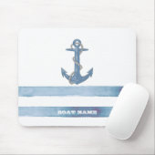 Name des Schiffes, Anker, Seile, Blaue Streifen Mousepad (Mit Mouse)
