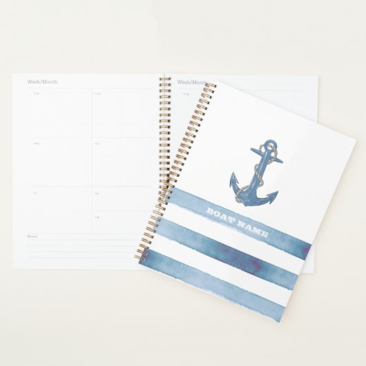 Name des Schiffes, Anker, Seile, Blaue Streifen Planer (Anzeige)