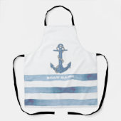 Name des Schiffes, Anker, Seile, Blaue Streifen Schürze (Vorderseite)