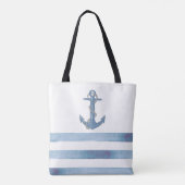 Name des Schiffes, Anker, Seile, Blaue Streifen Tasche (Rückseite)