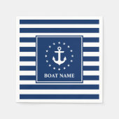 Name des Schiffes Anker Sterne Blaue Streifen Serviette (Vorderseite)