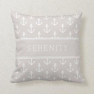 Name des Schiffes Anker und Streifen Tan Kissen