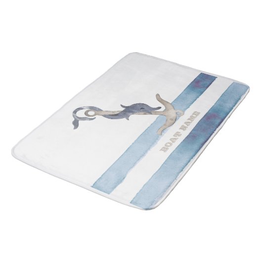 Name des Schiffes, Ankerdolphin Streifen Badematte (Schrägansicht)