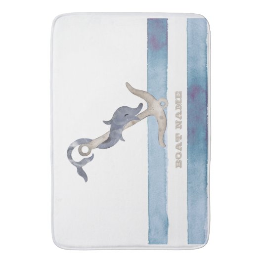 Name des Schiffes, Ankerdolphin Streifen Badematte (Vorderseite Vertikal)