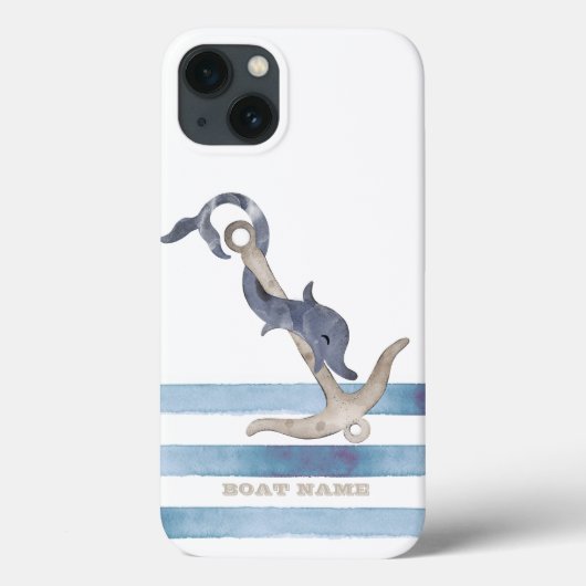 Name des Schiffes, Ankerdolphin Streifen Case-Mate iPhone Hülle (Rückseite)
