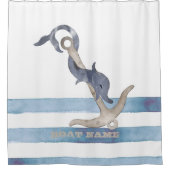 Name des Schiffes, Ankerdolphin Streifen Duschvorhang (Vorderseite)