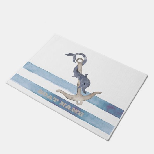 Name des Schiffes, Ankerdolphin Streifen Fußmatte (Schrägansicht)