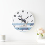 Name des Schiffes, Ankerdolphin Streifen Große Wanduhr (Zuhause)