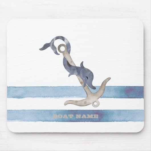 Name des Schiffes, Ankerdolphin Streifen Mousepad (Vorne)
