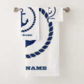 Name des Schiffes, Ankernacht blau gestreift Badhandtuch Set (Insitu)