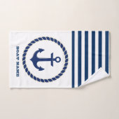 Name des Schiffes, Ankernacht blau gestreift Badhandtuch Set (Handtuch)