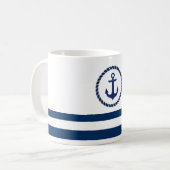Name des Schiffes, Ankernacht blau gestreift Kaffeetasse (Vorderseite Links)