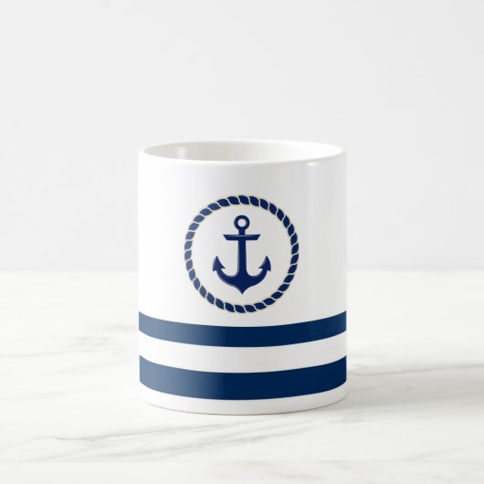Name des Schiffes, Ankernacht blau gestreift Kaffeetasse (Mittel)