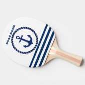 Name des Schiffes, Ankernacht blau gestreift Tischtennis Schläger (Seitenansicht)