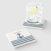 Name des Schiffes, Ankernacht Blaue Streifen Steinuntersetzer (Seitenansicht)