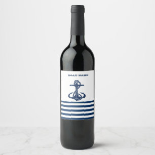 Name des Schiffes, Ankernacht Blaue Streifen Weinetikett