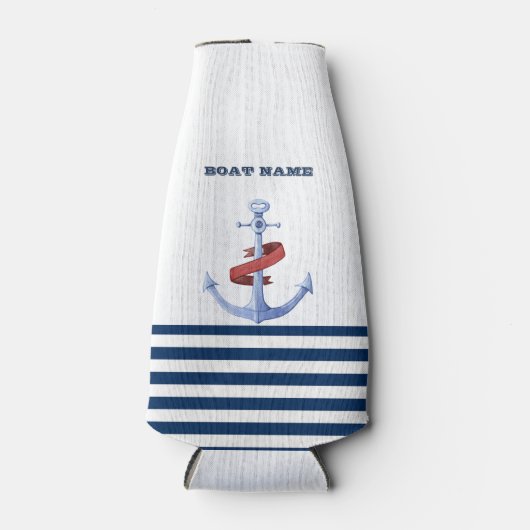 Name des Schiffes, Blaue Ankernacht, blau gestreif Flaschenkühler (Vorderseite)