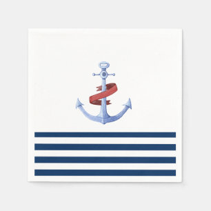 Name des Schiffes, Blaue Ankernacht, blau gestreif Serviette