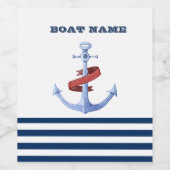 Name des Schiffes, Blaue Ankernacht, blau gestreif Weinetikett (Einzelnes Label)