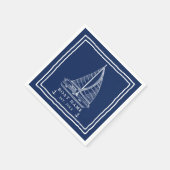 Name des Schiffes: Blaues weißes Segelboot der Mar Serviette (Ecke)