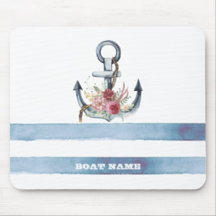Name des Schiffes, Blume des Ankerbetts Streifen Mousepad