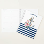 Name des Schiffes, Blumenanker, blaue Streifen der Planer (Anzeige)