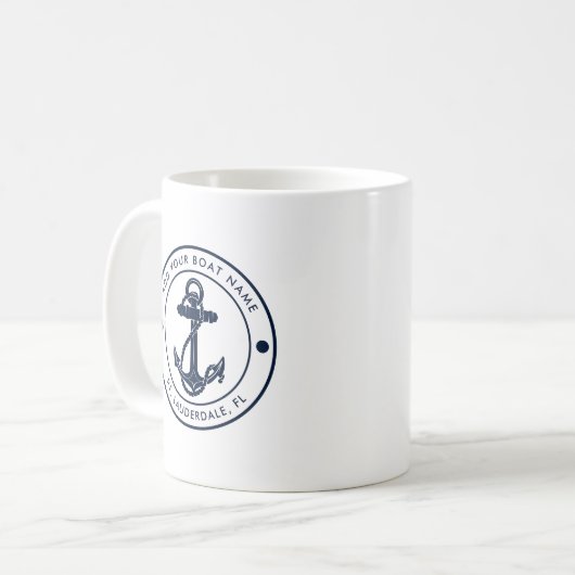 Name des Schiffes der Nautischen Marine Blue Ancho Kaffeetasse (Vorderseite Links)
