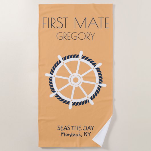 Name des Schiffes des Schiffes "First Mate Nautic" Strandtuch (Vorderseite)