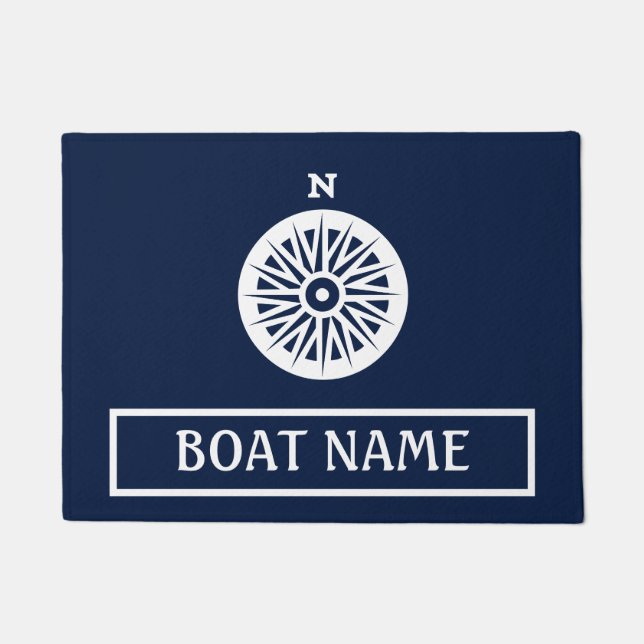 Name des Schiffes Dock Mat - Kompass Fußmatte (Vorderseite)