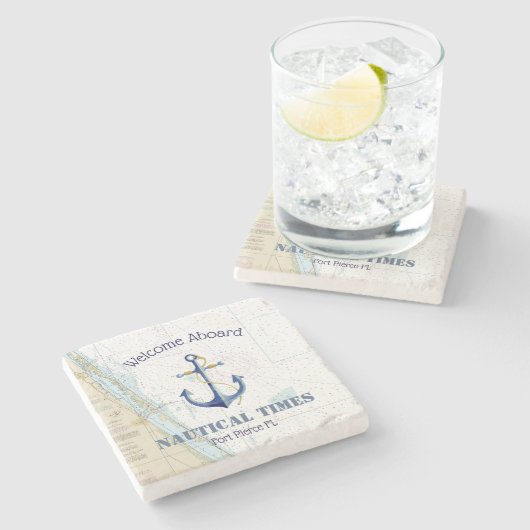 ⚓ Name des Schiffes Florida + Begrüßung Steinuntersetzer (Seitenansicht)