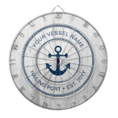 Name des Schiffes Jahr nautischer Anker rustikal Dartscheibe (vorne)