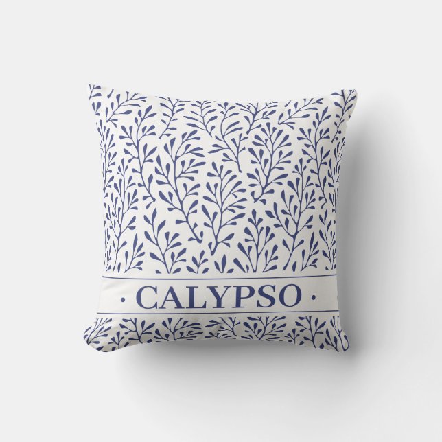 Name des Schiffes. Meeresalgen. Ozeanblau. Kissen (Vorderseite)