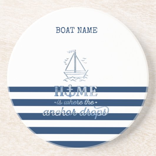 Name des Schiffes,Name des Anchor Sea Marine blau Getränkeuntersetzer (Vorne)