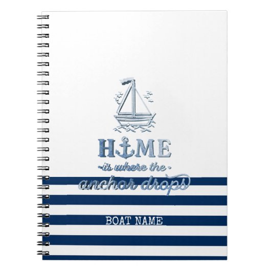 Name des Schiffes,Name des Anchor Sea Marine blau  Notizblock (Vorderseite)