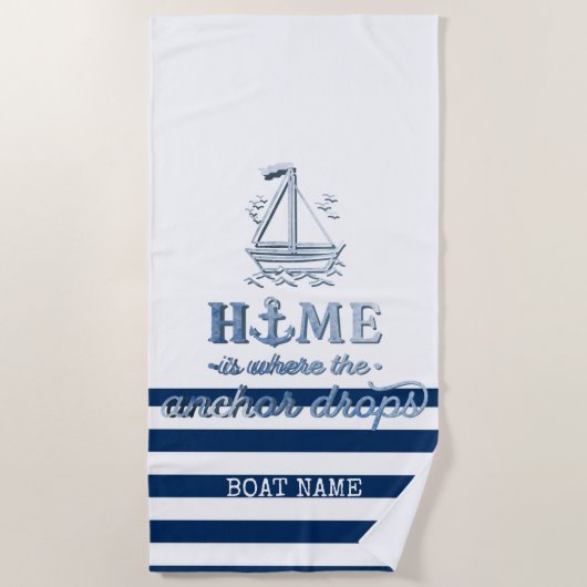 Name des Schiffes,Name des Anchor Sea Marine blau Strandtuch (Vorderseite)