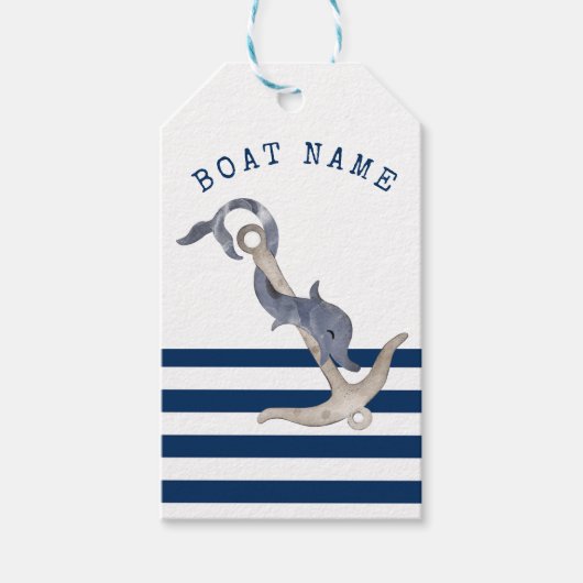 Name des Schiffes, Name des Anchors Delphin Navy B Geschenkanhänger (Vorderseite)