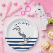 Name des Schiffes, Name des Anchors Delphin Navy B Pappteller (Party)