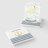 Name des Schiffes, Name des Gold Anchors Blaue Str Steinuntersetzer (Seitenansicht)