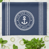 Name des Schiffes Nausea Blue & White Anchor Geschirrtuch (Gefaltet)