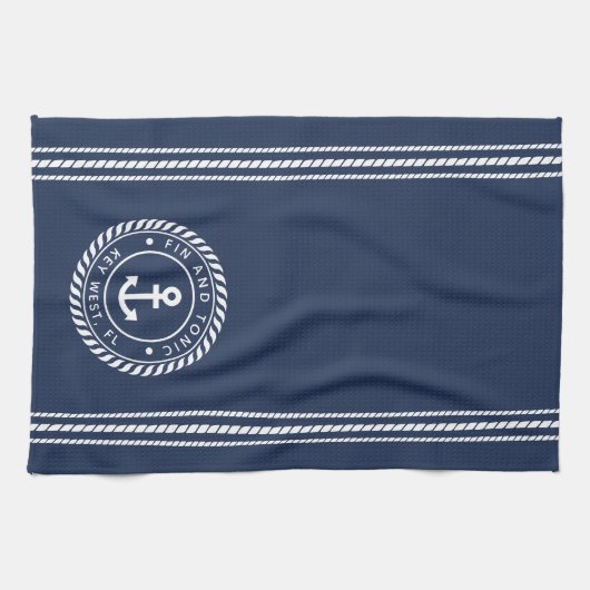 Name des Schiffes Nausea Blue & White Anchor Geschirrtuch (Horizontal)