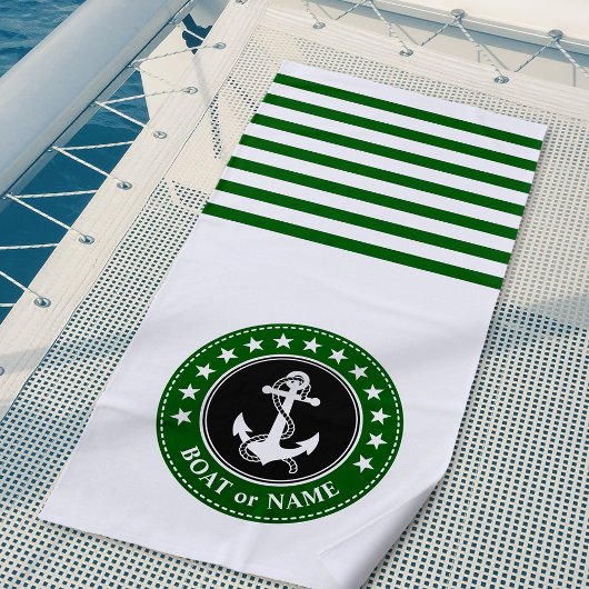 Name des Schiffes Nautic Anchor Stars Forest Green Strandtuch