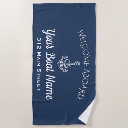 Name des Schiffes: Nautic Navy Blauer Empfang auf  Strandtuch (Vorderseite)