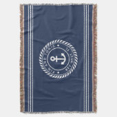 Name des Schiffes Nautic Navy Blue Anchor Decke (Vorderseite Vertikal)