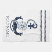 Name des Schiffes Nautic Navy Blue Anchor Geschirrtuch (Horizontal)