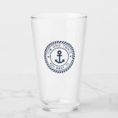 Name des Schiffes Nautic Navy Blue Anchor Glas (Vorderseite)