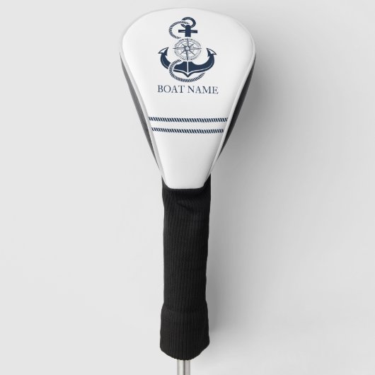 Name des Schiffes Nautic Navy Blue Anchor Golf Headcover (Vorderseite)