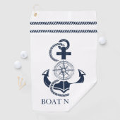 Name des Schiffes Nautic Navy Blue Anchor Golfhandtuch (Insitu)