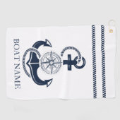 Name des Schiffes Nautic Navy Blue Anchor Golfhandtuch (Horizontal)